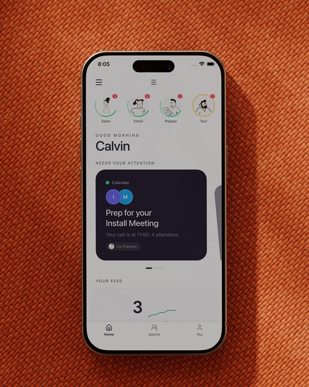 Philotic Mobile — agent dashboard on iPhone