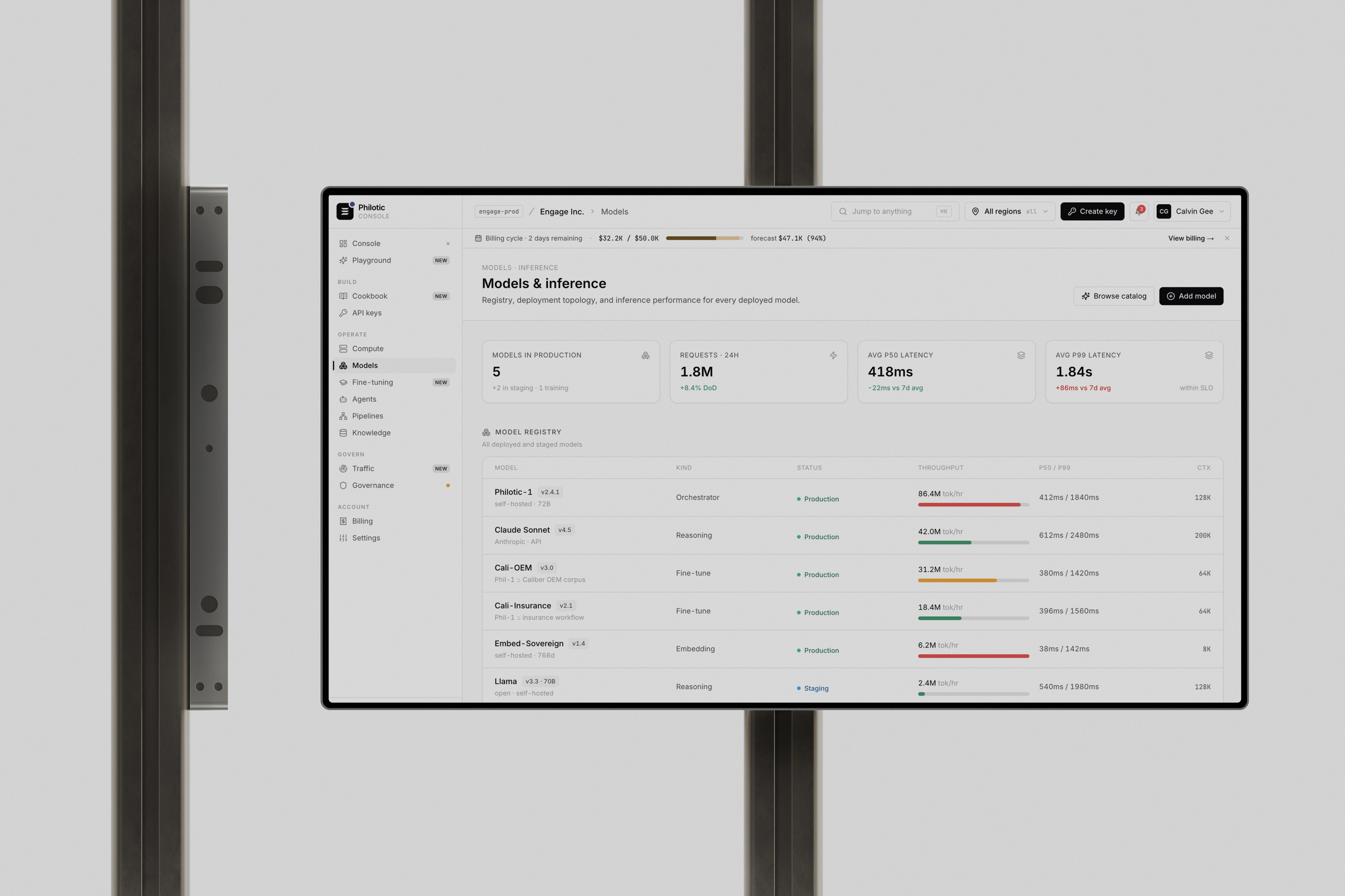 Run — model catalog & router